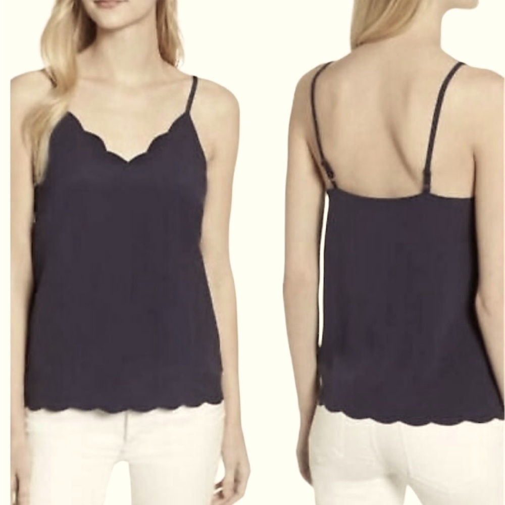 Black Scalloped Camisole Tank Blouse